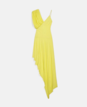 Stella McCartney Asymmetric Cape Hem Mini Klänning Dam Citron | 5237SIQLP
