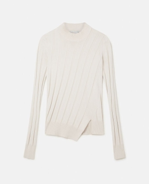 Stella McCartney Asymmetric Rib Knit Jumpers Dam Grädde | 1047RJFDI