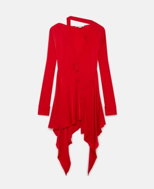 Stella McCartney Asymmetric Seam Cut-Out Klänning Dam Röda | 7960GBPLI