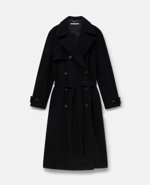 Stella McCartney Banana Sleeve Belted Long Rockar Dam Svarta | 9210ZRXKM
