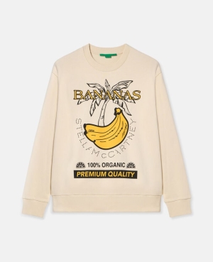 Stella McCartney Bananas' Tryck Hoodie Dam Grädde | 1385WEBHS