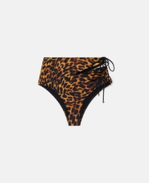 Stella McCartney Blurred Cheetah Print High-Waisted Bikini Briefs Badkläder Dam Tortoiseshell | 3265INZBL