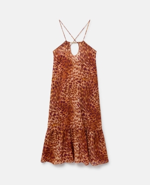 Stella McCartney Blurred Cheetah Print Long Beach Badkläder Dam Rosa | 6284BRVDH