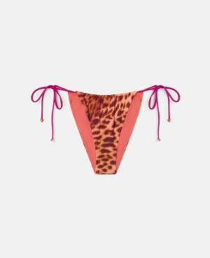 Stella McCartney Blurred Cheetah Print Side-Tie Bikini Briefs Badkläder Dam Rosa | 1206MQWEZ