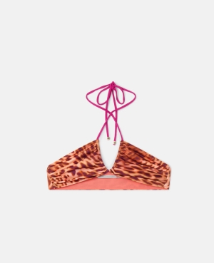 Stella McCartney Blurred Cheetah Print Triangle Bikini Badkläder Dam Rosa | 5701MTEVY