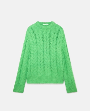 Stella McCartney Cable Knit Cape Jumpers Dam Gröna | 0283EQZAO