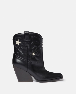 Stella McCartney Cloudy Alter Mat Star Embroidery Cowboy Stövlar Dam Svarta Grå | 0617WVZPN