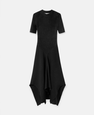 Stella McCartney Compact Rib Knit Klänning Dam Svarta | 8351YGWLJ