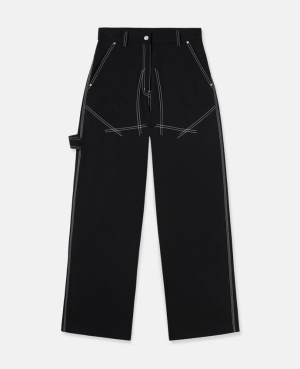 Stella McCartney Contrast Stitch Ull Tailored Långbyxor Dam Svarta | 9016HBNVI