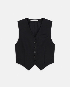 Stella McCartney Cropped Waistcoat Rockar Dam Svarta | 8439MZCBL