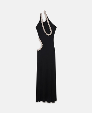 Stella McCartney Crystal Braided Rope Cut-Out Maxi Klänning Dam Svarta | 8293AGLKU