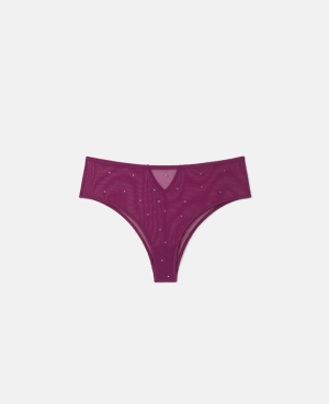 Stella McCartney Crystal Dot Mesh High Leg Briefs Sovkläder Dam Vinröda | 1239OBMRQ