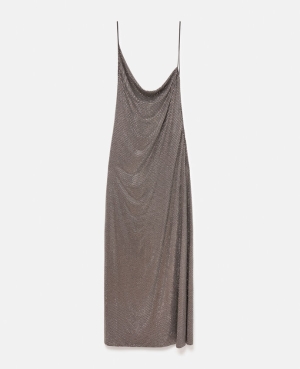 Stella McCartney Crystal Embellished Asymmetric Cowl Neck Klänning Dam Smoke | 8396KNYQC