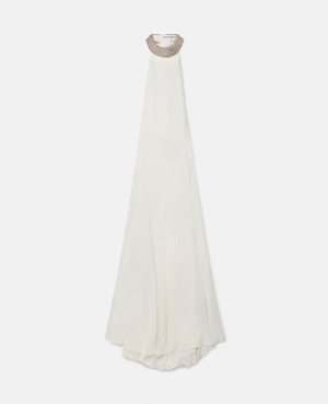 Stella McCartney Crystal Halterneck Bridal Gown Klänning Dam Vita | 4061WIJMV