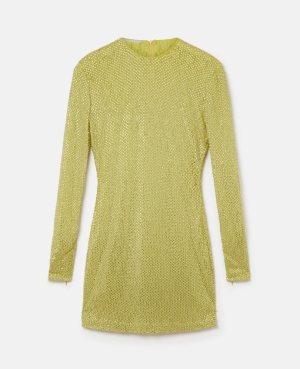 Stella McCartney Crystal Spets Long-Sleeved Mini Klänning Dam Ljusgröna | 2704VKNHJ