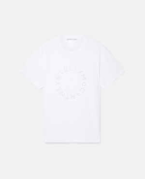 Stella McCartney Diamanté Logo T-shirt Dam Vita | 1360ZYROX