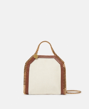 Stella McCartney Falabella Bomull Canvas Tiny Toteväska Dam Ecru | 2961FRWXI
