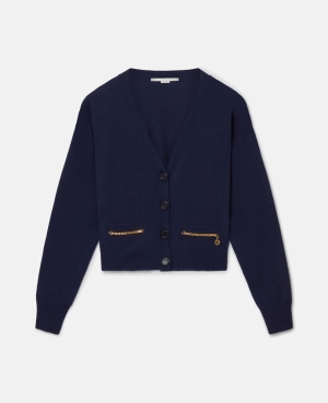 Stella McCartney Falabella Chain Cardigan Jumpers Dam Marinblå | 7651JYKBA