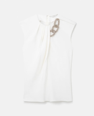 Stella McCartney Falabella Crystal Chain Ärmlös Blast Dam Vita | 4016MYBOX