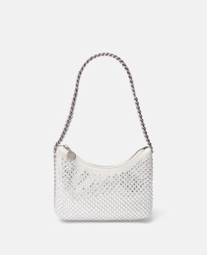 Stella McCartney Falabella Crystal Mesh Mini Zipped Axelväska Dam Silver | 1864XSPJT