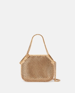 Stella McCartney Falabella Crystal Mesh Mini Toteväska Dam Fawn | 4863KLOWR