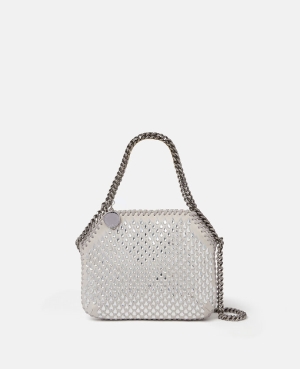 Stella McCartney Falabella Crystal Mesh Mini Toteväska Dam Silver | 8103UJWEP