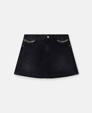 Stella McCartney Falabella Denim Mini Kjolar Dam Svarta | 3682RFTAU