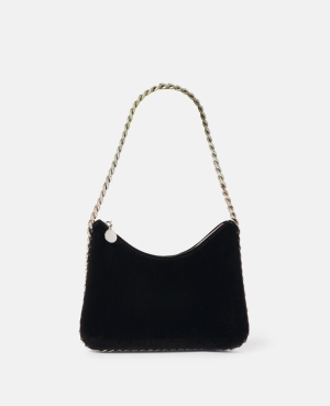 Stella McCartney Falabella Mini Velvet and Crystal Chain Axelväska Dam Svarta | 6973HALKT