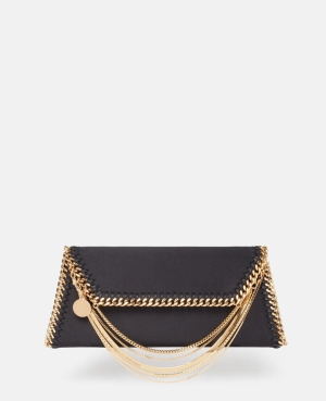 Stella McCartney Falabella Multi-Chain Satin Clutch Clutch Väska Dam Svarta | 5742NDTEQ