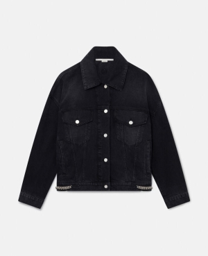 Stella McCartney Falabella Oversized Denim Jackor Dam Svarta | 1403WIUQR