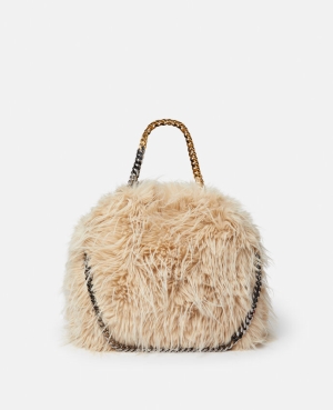 Stella McCartney Falabella Shaggy Mini Toteväska Dam Almond | 5720LAYED