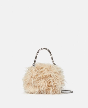 Stella McCartney Falabella Shaggy Tiny Toteväska Dam Almond | 8263HSDMV