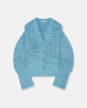 Stella McCartney Fluffy Knit Cardigan Jumpers Dam Ljusblå | 7450KVFPS