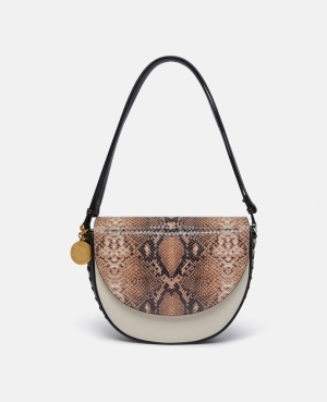 Stella McCartney Frayme Alter Python Medium Flap Axelväska Dam Beige Vita | 2631YJWTV