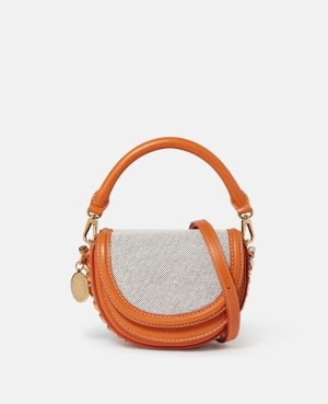 Stella McCartney Frayme Bomull Canvas Double Flap Axelväska Dam Svarta | 3105HLUFV