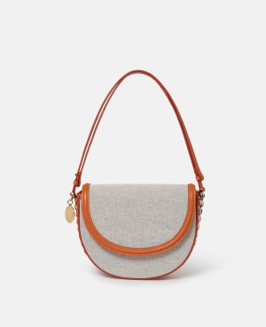 Stella McCartney Frayme Bomull Canvas Medium Flap Axelväska Dam Svarta | 7035OVZRE