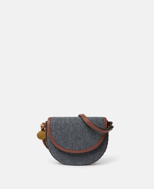 Stella McCartney Frayme Felt Medium Flap Axelväska Dam Grå | 9780AMWDJ