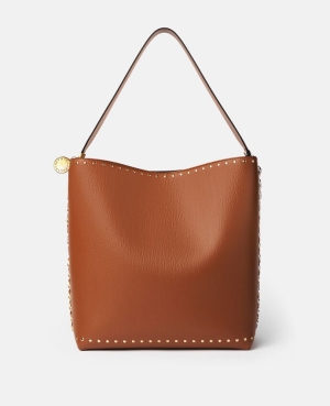 Stella McCartney Frayme Grainy Studded Toteväska Dam Pecan | 1368UKZCQ