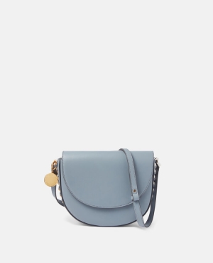 Stella McCartney Frayme Medium Flap Axelväska Dam Blå | 8250CUNDQ