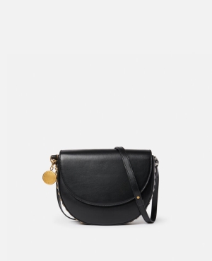 Stella McCartney Frayme Medium Flap Axelväska Dam Svarta | 9583ASTXO