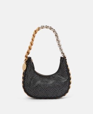 Stella McCartney Frayme Zipped Mini Hobo Bag Crossbody Väska Dam Svarta | 8571EPYGN