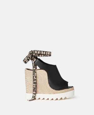 Stella McCartney Gaia Alter Mat Peeptoe Kilklack Espadriller Dam Svarta | 3982BQMGE