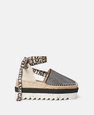 Stella McCartney Gaia Crystal Platform Espadriller Dam Svarta | 8960GCEPA