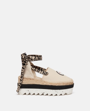 Stella McCartney Gaia Little Black Bunny Embroidery Canvas Espadriller Dam Magnolia | 9546ZEGKD