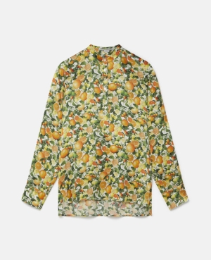 Stella McCartney Lemon Print Silk Skjorta Dam Multicolour | 0851UCXNZ
