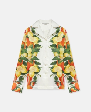 Stella McCartney Lemon Print Silk Skjorta Dam Multicolour | 8579QRVJG