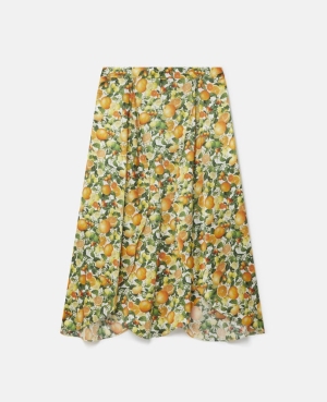 Stella McCartney Lemon Print Split Hem Kjolar Dam Multicolour | 6390PHJXF