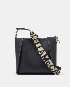 Stella McCartney Logo Grainy Alter Mat Axelväska Dam Svarta | 5817FOBYK