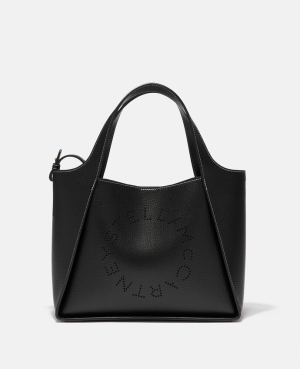 Stella McCartney Logo Grainy Alter Mat Crossbody Väska Dam Svarta | 2849TLBRX