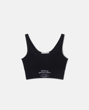 Stella McCartney Logo Rib Knit Cropped Tank Sovkläder Dam Svarta | 6584SQAYH